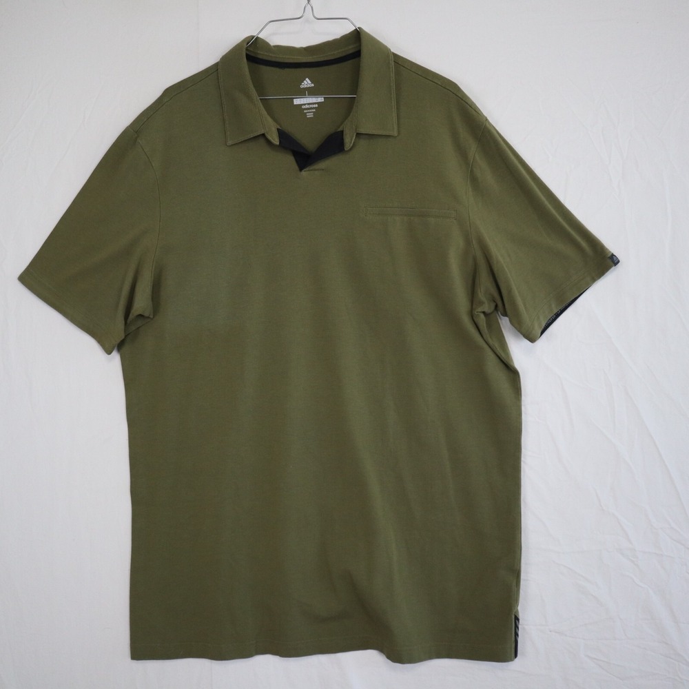Adidas Polo Shirt Mens Large‎ Adicross Golf Pocket Casual Green Short Sleeve